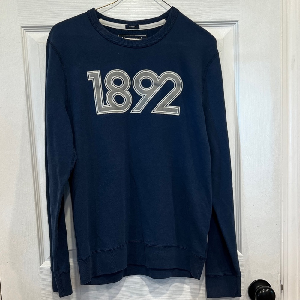 Abercrombie & Fitch Navy Crewneck Sweater with 1892 Graphic